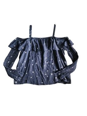 Anthropologie Floreat Starlit Sparkle Cold Shoulder Top-Size Medium